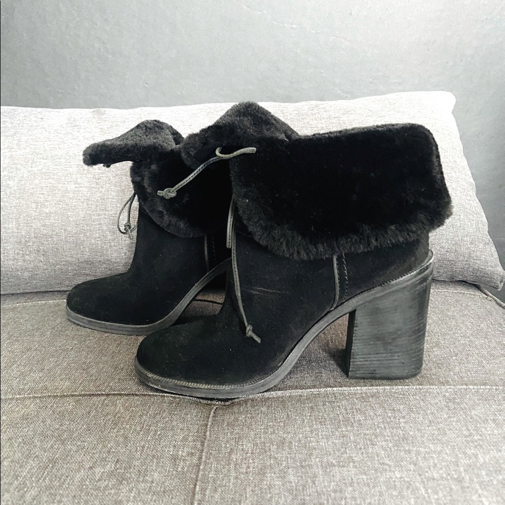 UGG Jerene Black Suede and Wool Boots